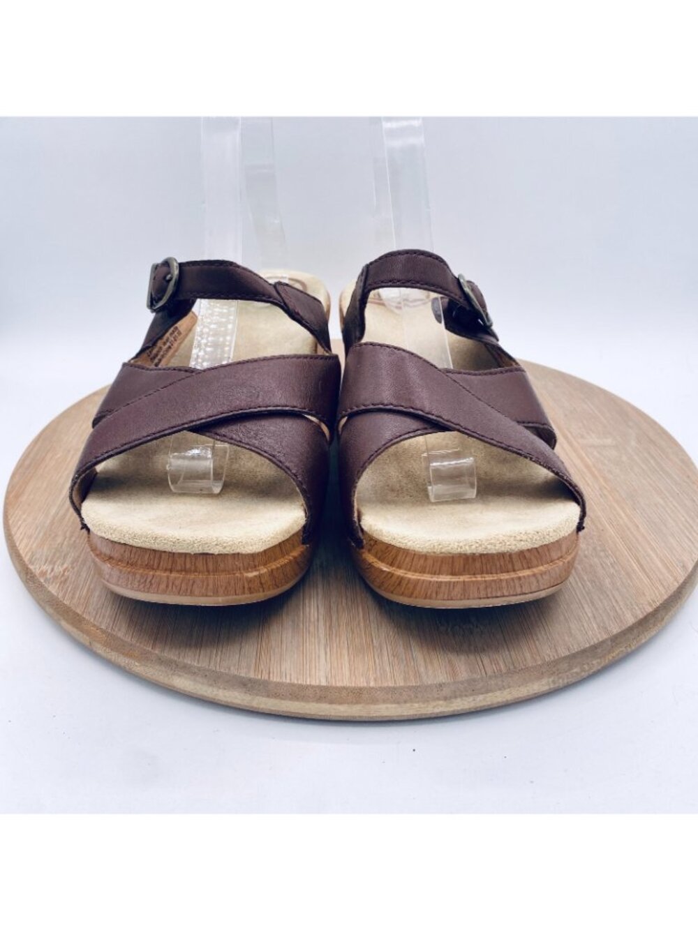 Dansko Sandals Womens 10 41 Brown Leather Sela Slide Peep Retro Boho - Picture 3 of 11